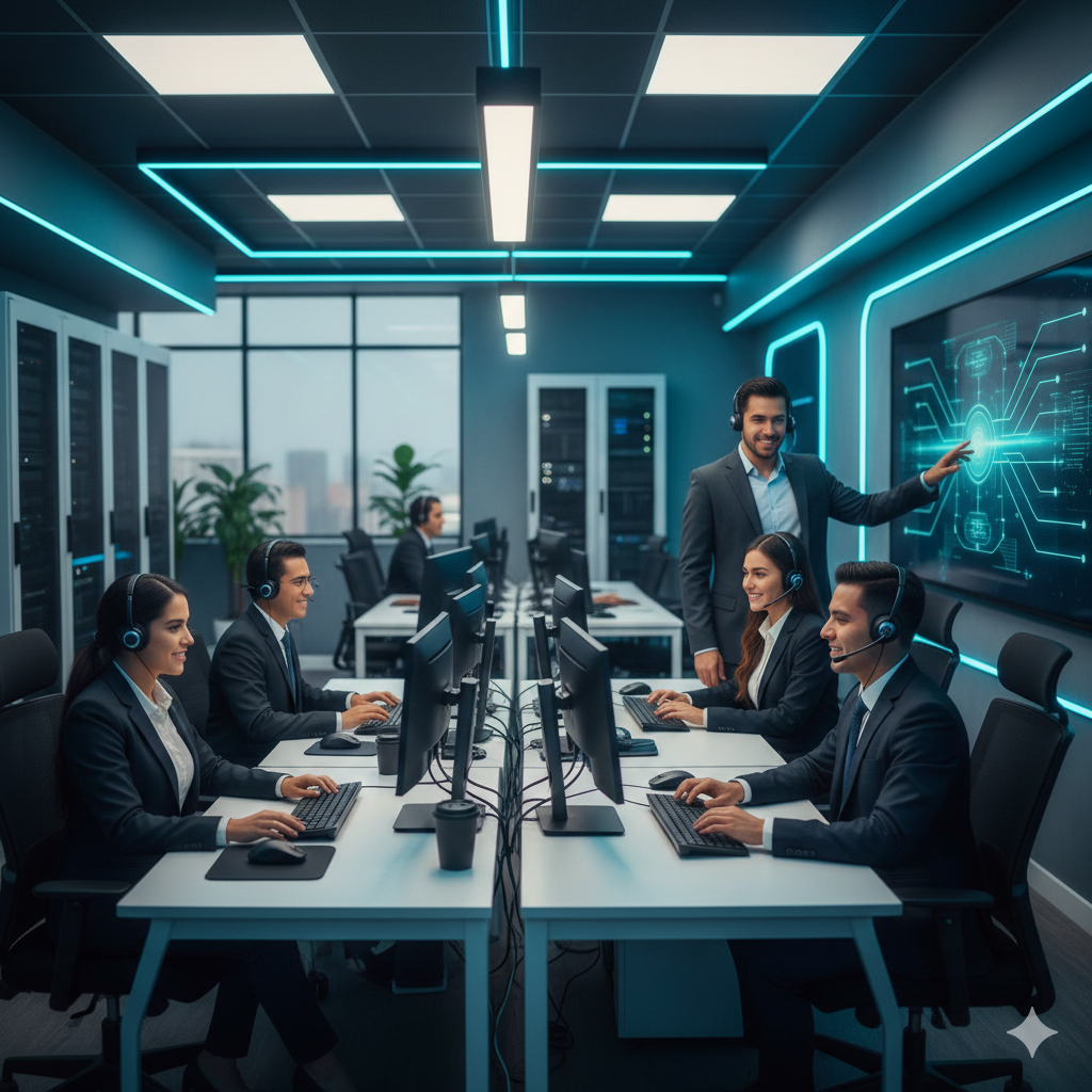 Equipo trabajando en colaboración