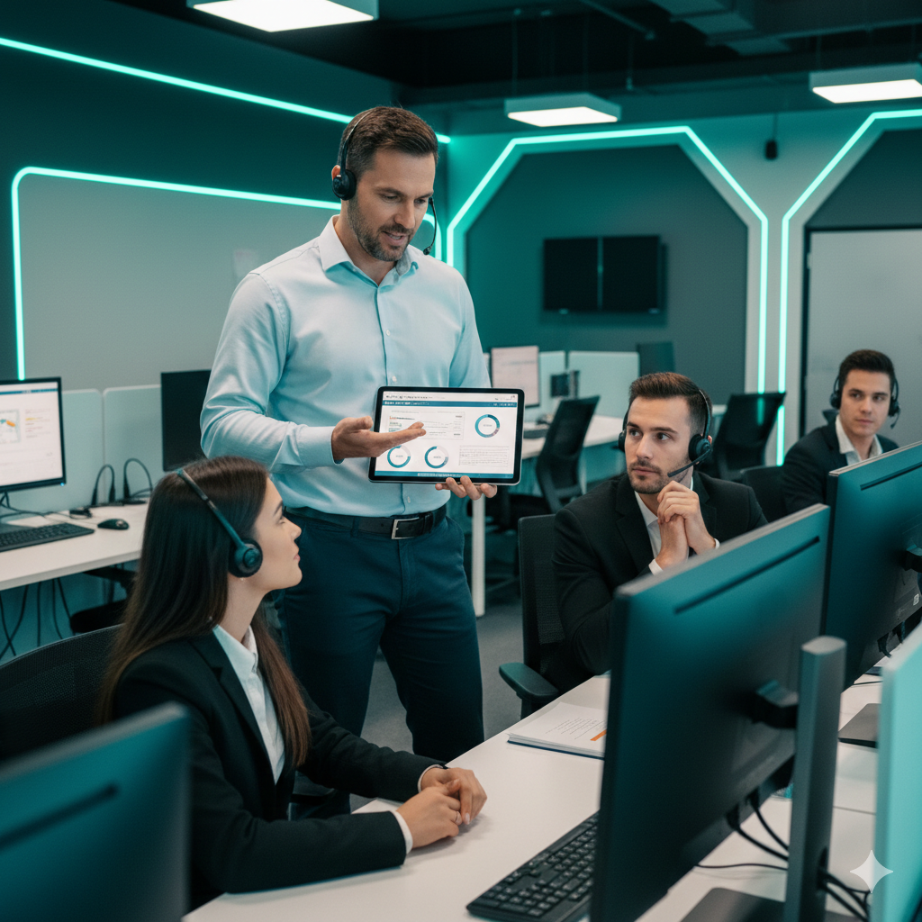 Supervisor capacitando equipo